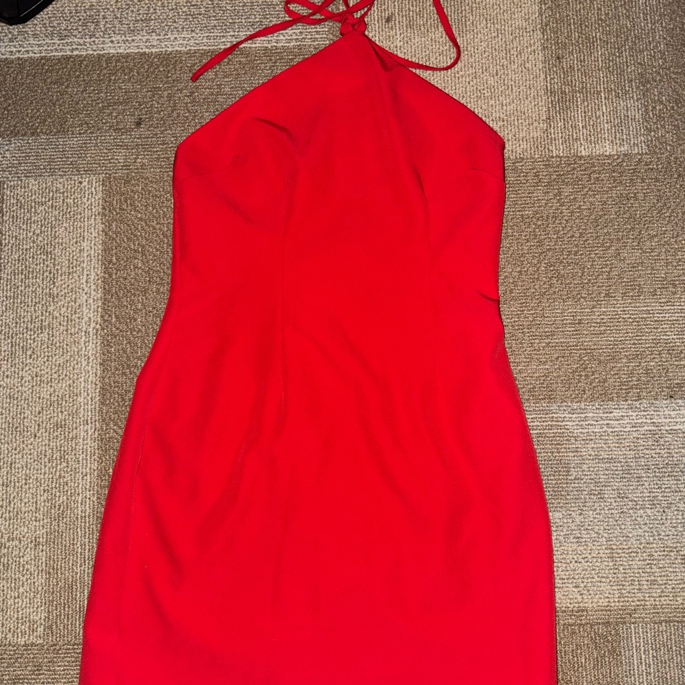 Elegant Red Halter Dress